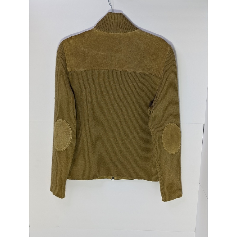 Covington‎ Womens Brown Leather Suede Wool Blend Knit Zip Jacket L Equestrian - Picture 3 of 9